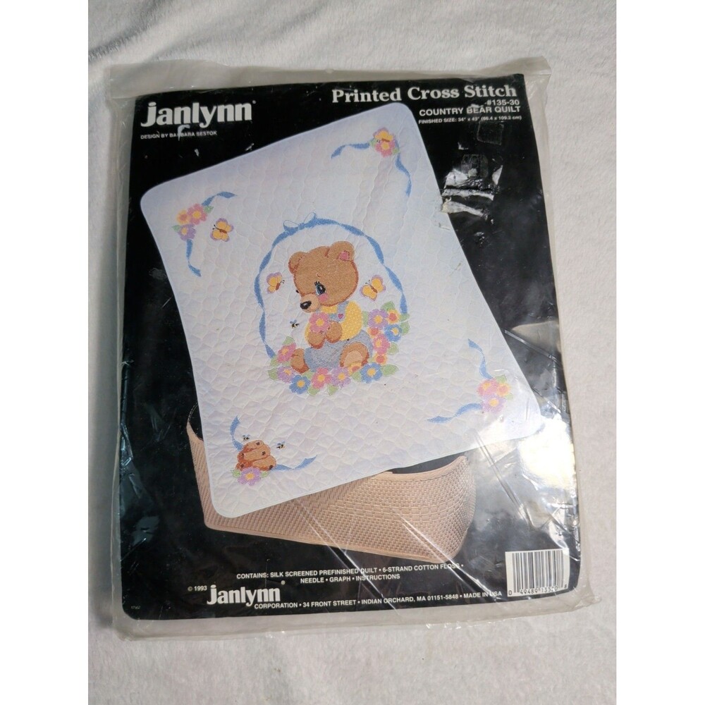 Janlynn #135-30 Country Bear Quilt Kit Size 34" X 43" 1993 New in package